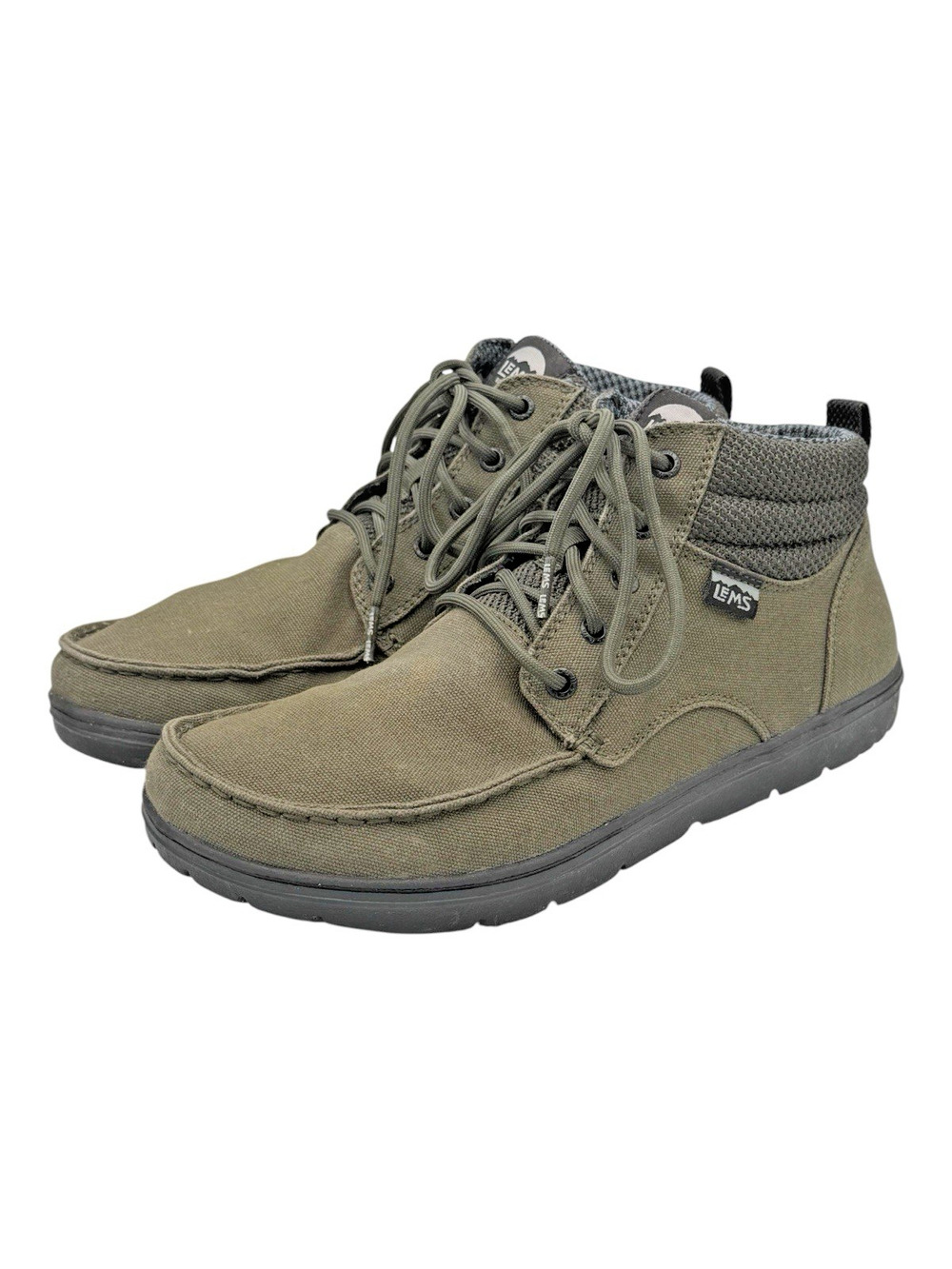 Lems Boulder Boot Mid Vegan Military Green Canvas Zero Drop Men’s 10